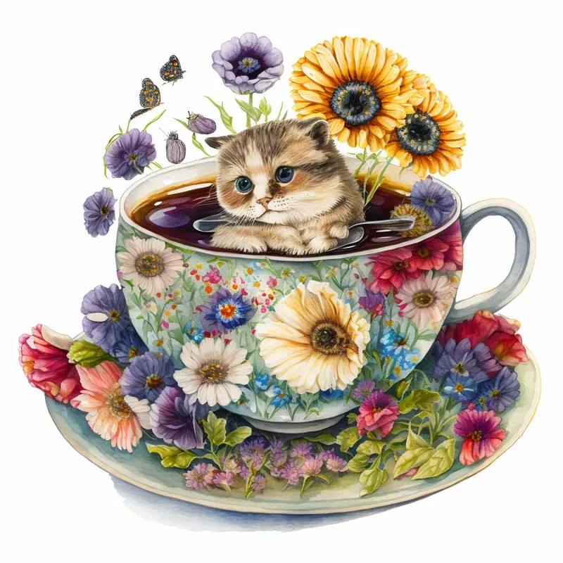 Cute Animals In Tea Cups