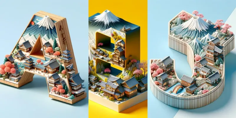 3D Letters With Countries Landscapes generated by undefined