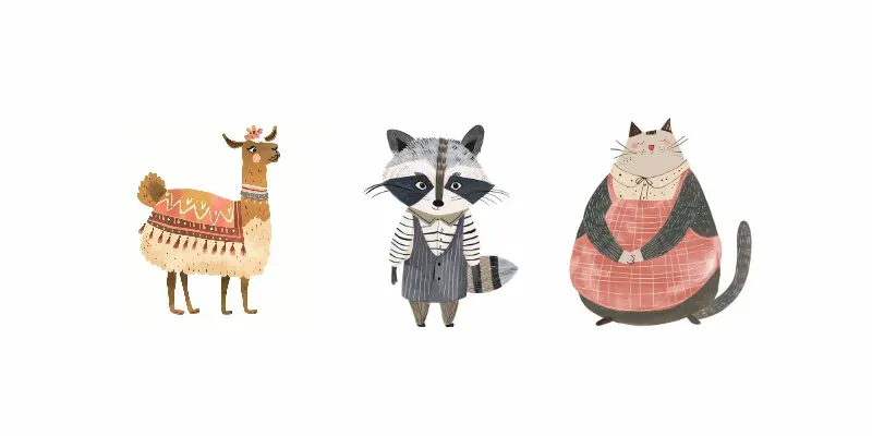 Simple And Adorable Animal Characters generated by undefined