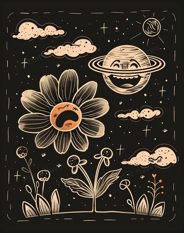 Whimsical Celestial Surrealism Art