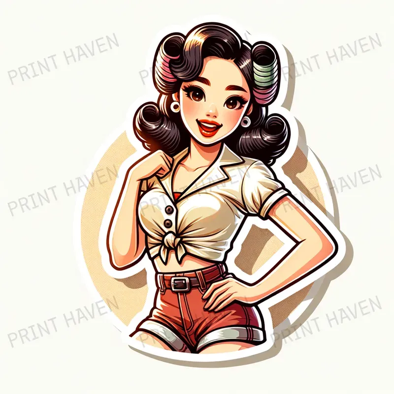 Retro Fashion Pinup Girl Stickers