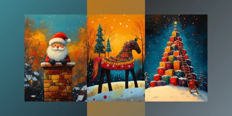 Whimsical Contrast Christmas Atc Cards generated by undefined