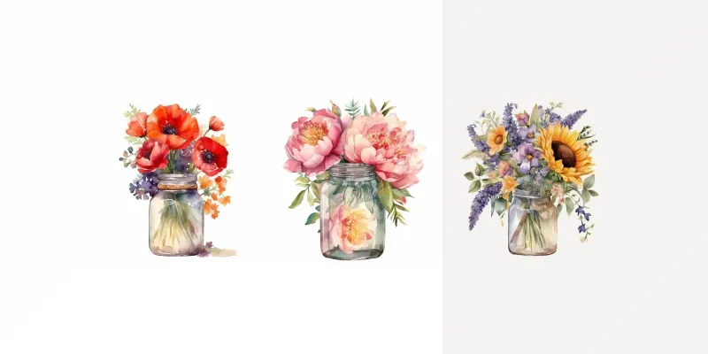 Watercolor Floral Vases Cliparts generated by undefined