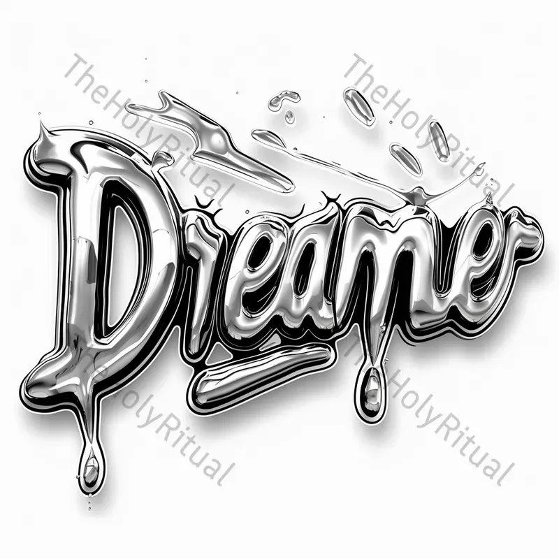 Custom Chrome Liquid Metal Text