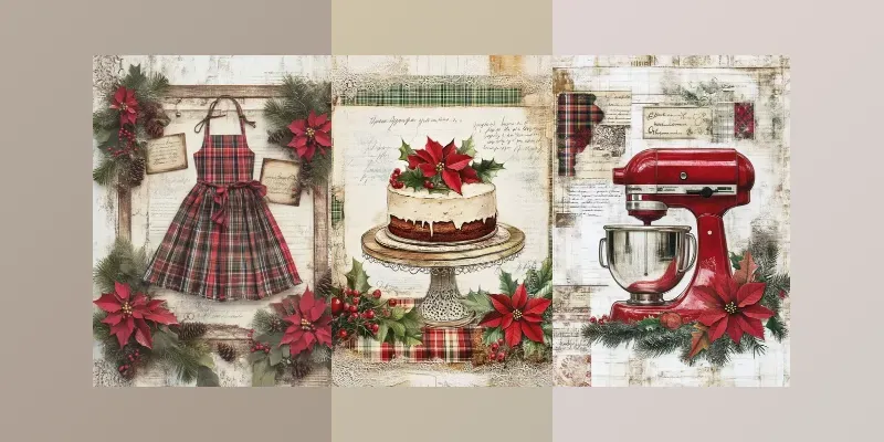 Cozy Christmas Baking Junk Journal Pages generated by undefined