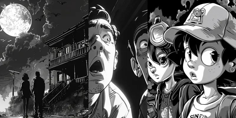 Black N White Cartoon Memories generated by undefined