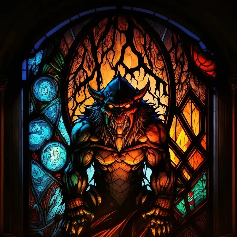 Stained Glass Halloween Scary Art