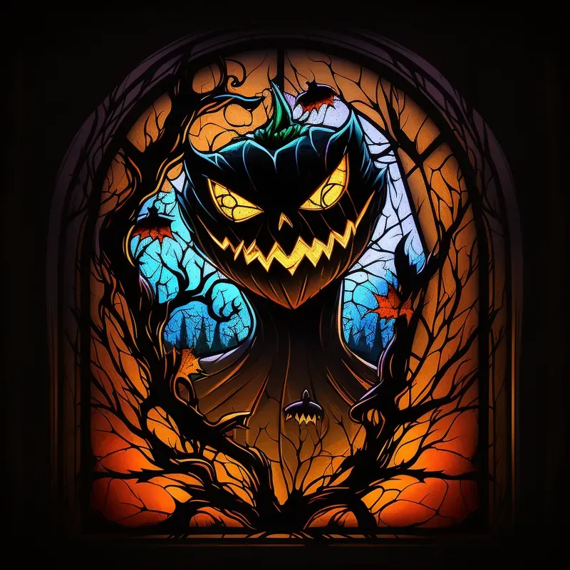 Stained Glass Halloween Scary Art