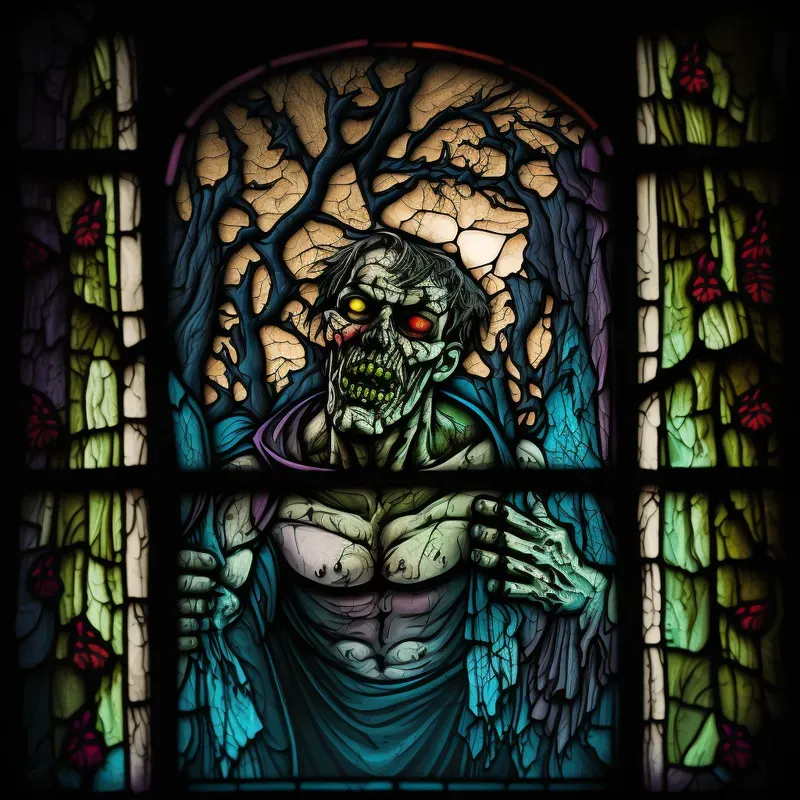 Stained Glass Halloween Scary Art