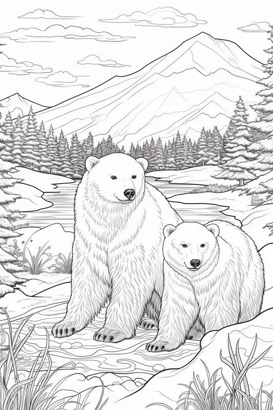 Winter Landscape Coloring Book Pages
