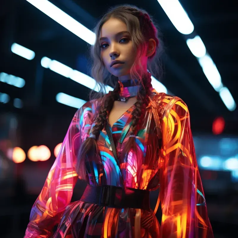 Hyperrealism Neon Fashion Girl