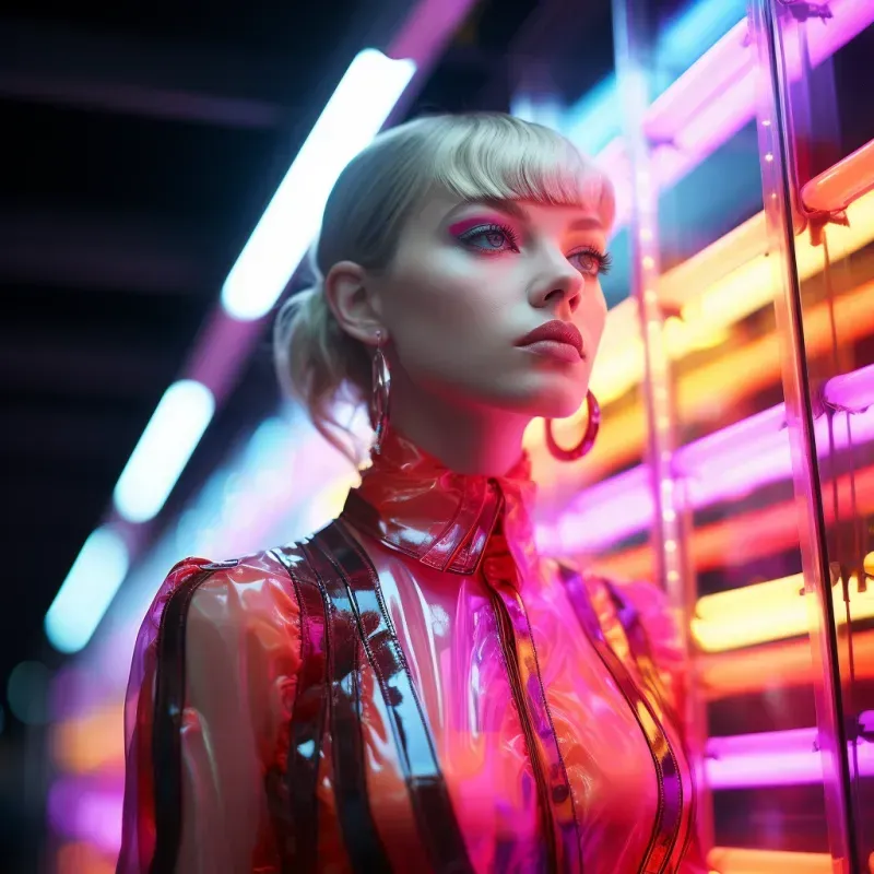 Hyperrealism Neon Fashion Girl