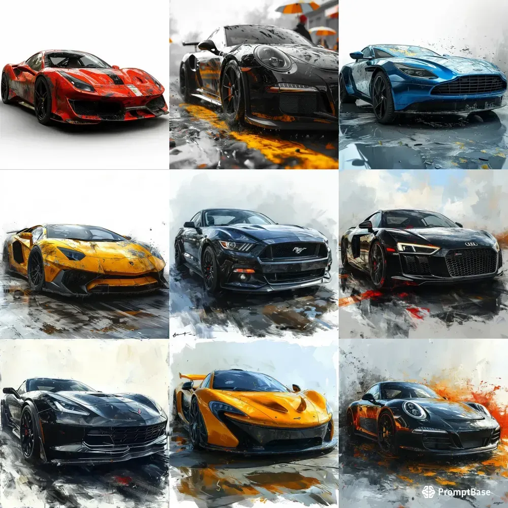 Dynamic Sports Car Brushwork Art