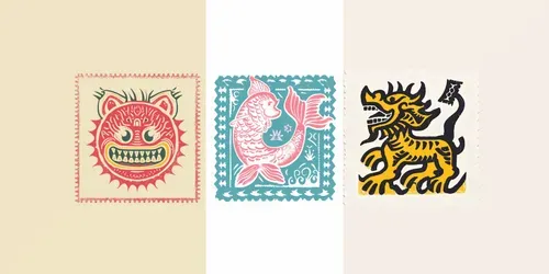 Chinese Vintage Stamp Designs generated by midjourney