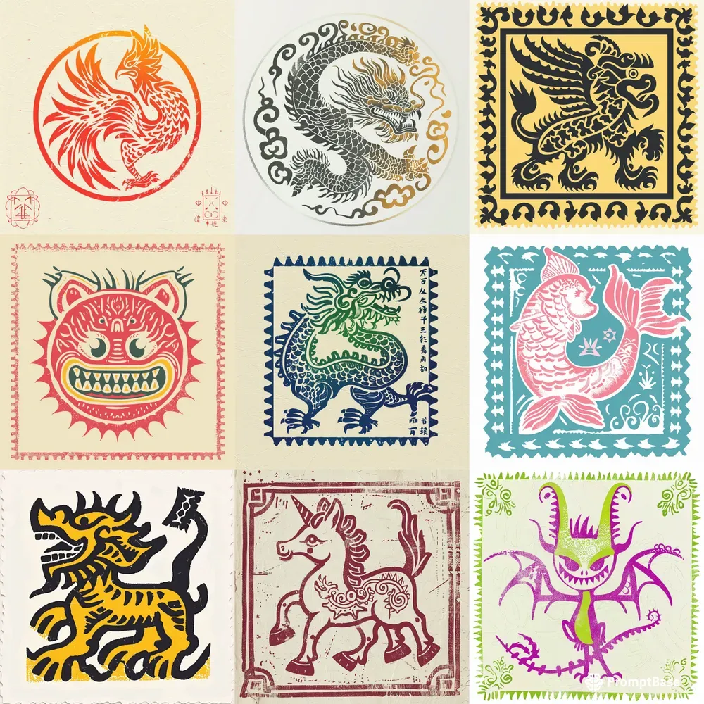 Chinese Vintage Stamp Designs