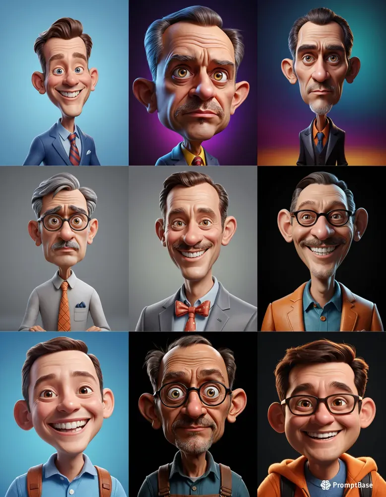 Pixar-inspired 3D Caricature Portraits