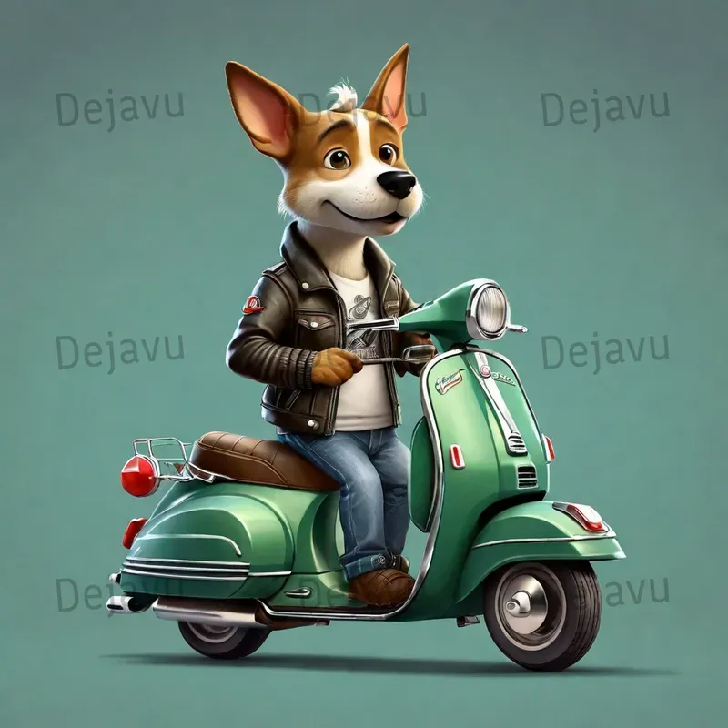Side View Of Custom Vespa Rider