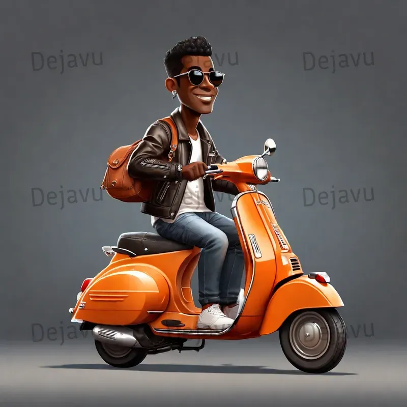 Side View Of Custom Vespa Rider