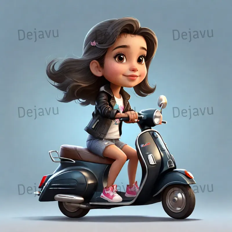 Side View Of Custom Vespa Rider