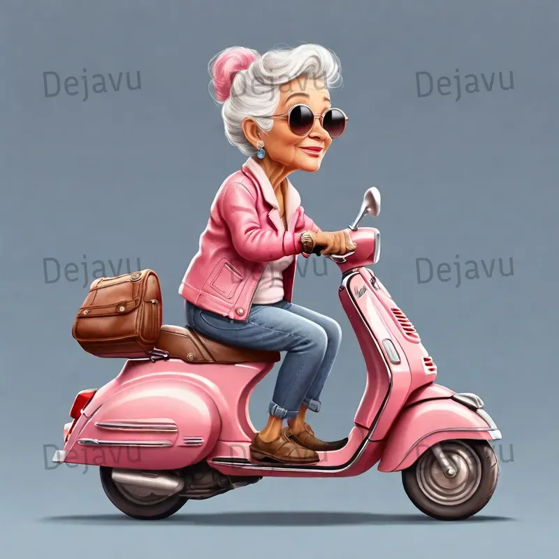 Side View Of Custom Vespa Rider