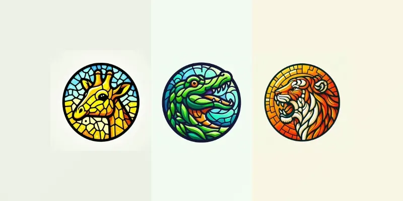 Circular Stained Glass Animals Logos generated by undefined