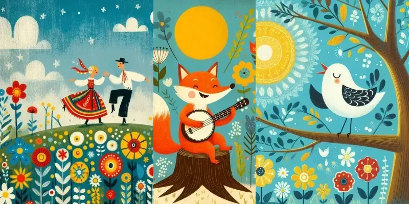 Whimsical Folk Art Illustrations generated by undefined