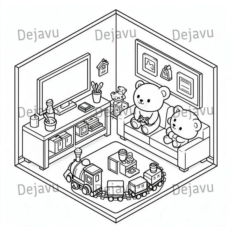 Cozy Hygge Rooms Corner Coloring Pages