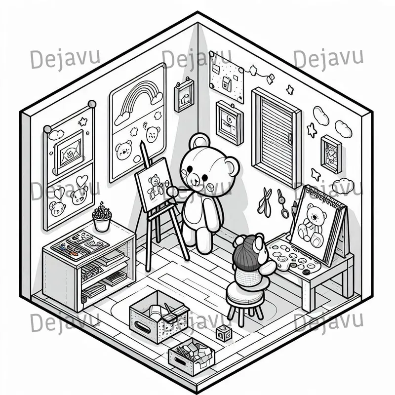 Cozy Hygge Rooms Corner Coloring Pages