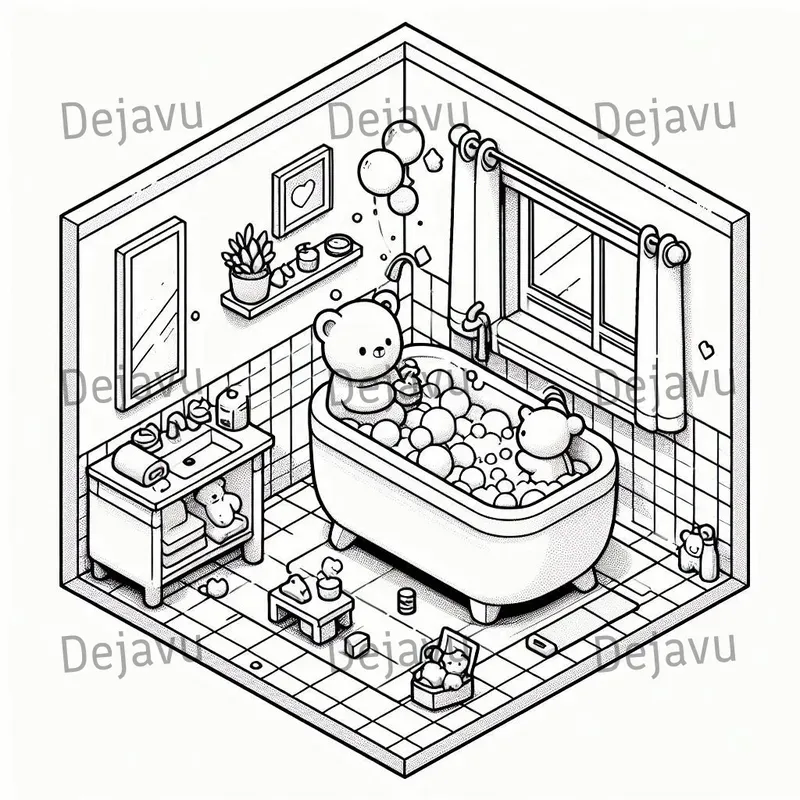 Cozy Hygge Rooms Corner Coloring Pages