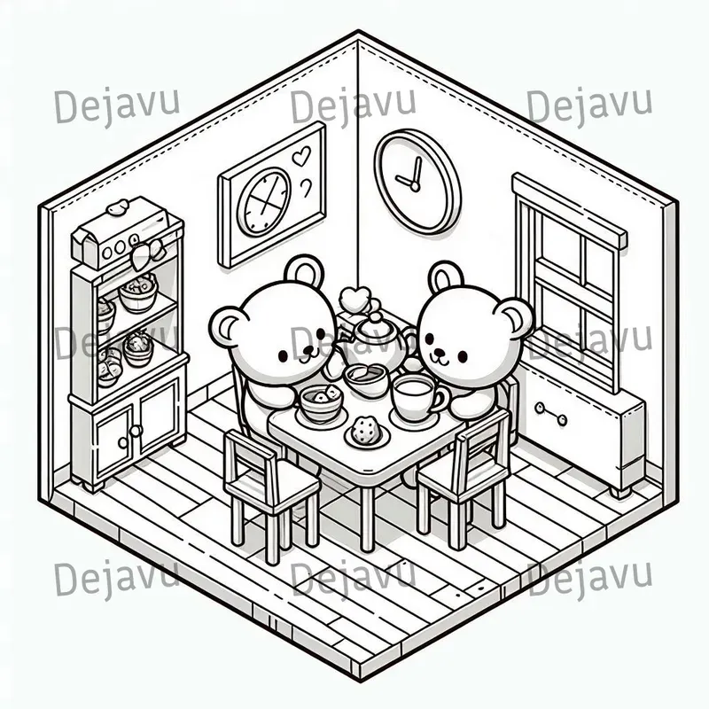 Cozy Hygge Rooms Corner Coloring Pages