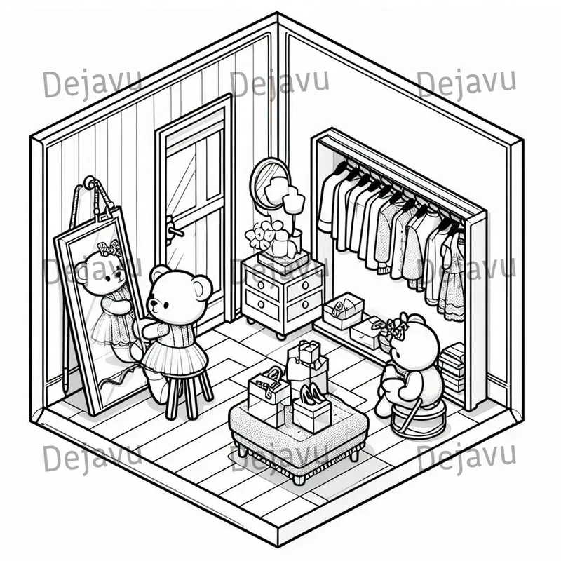 Cozy Hygge Rooms Corner Coloring Pages