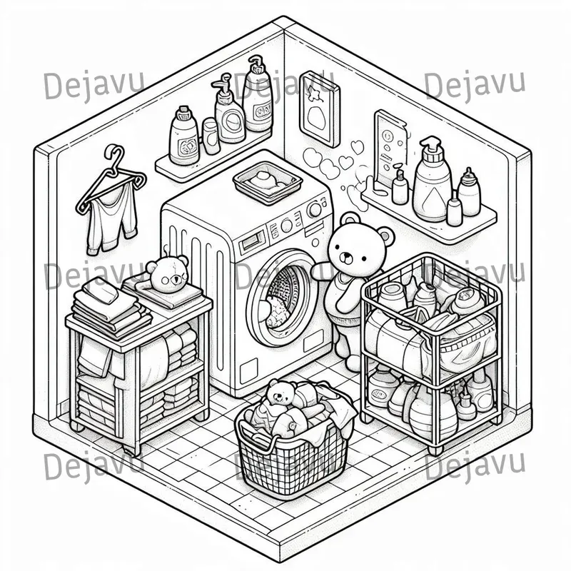 Cozy Hygge Rooms Corner Coloring Pages