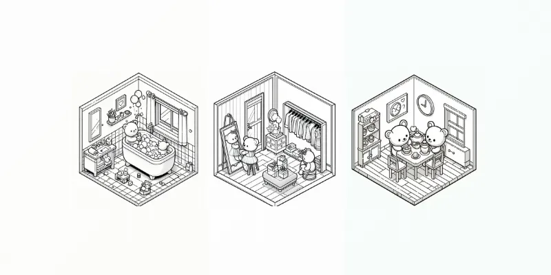 Cozy Hygge Rooms Corner Coloring Pages generated by undefined