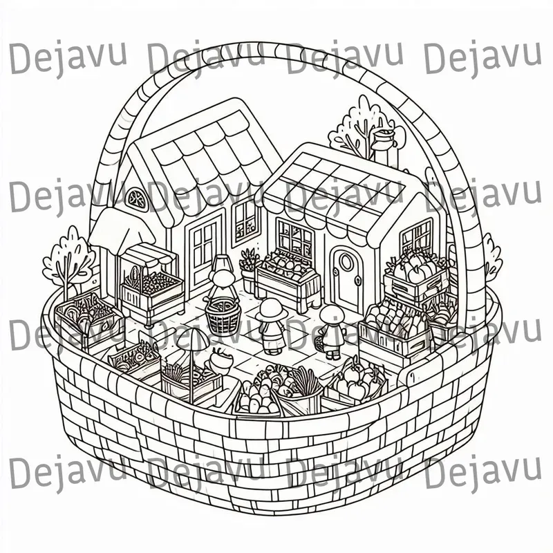 Cute Tiny Worlds Coloring Book Pages