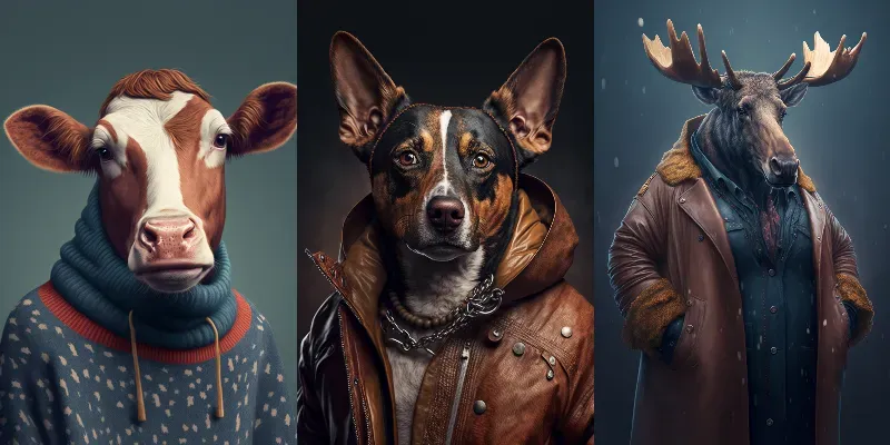 Animals Wearing Human Clothes generated by undefined