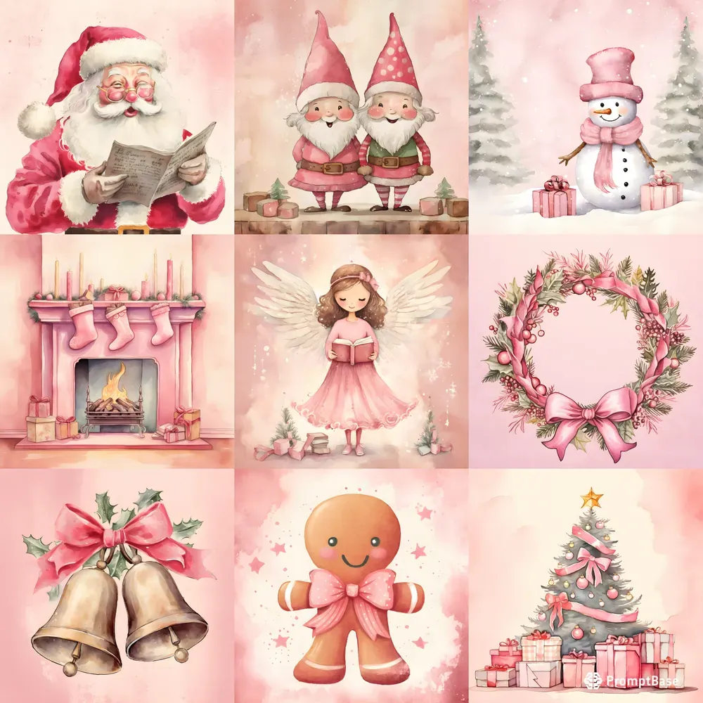 Pink Christmas Cards Junk Journal Art