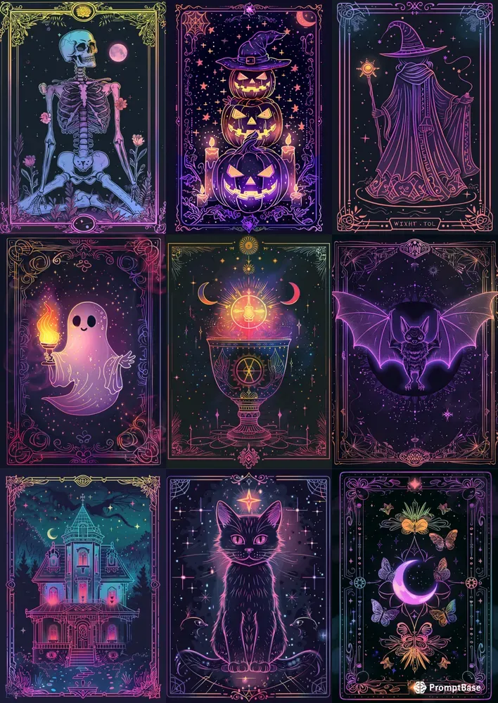 Mystic Neon Tarot Cards