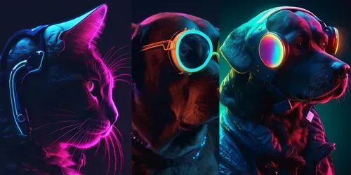 Neon Bionic Animals generated by midjourney