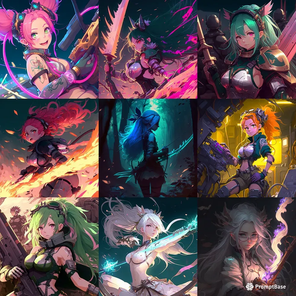 The Neon Anime Girls Squad Characters