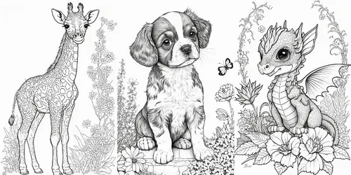 Animal Colorings For Kids generated by midjourney