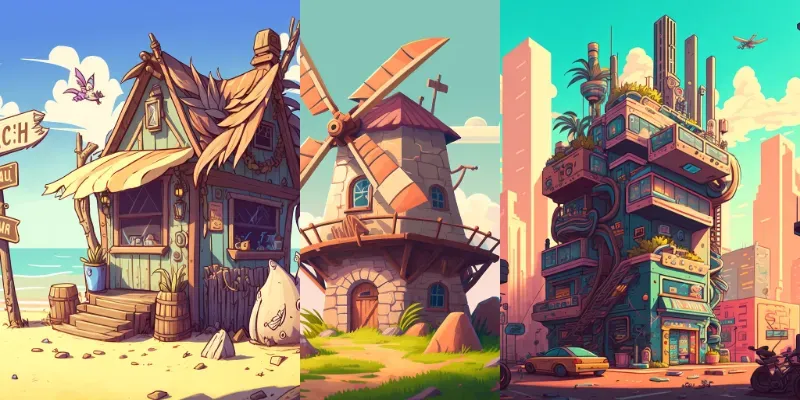 Cute Illustrated Buildings generated by undefined