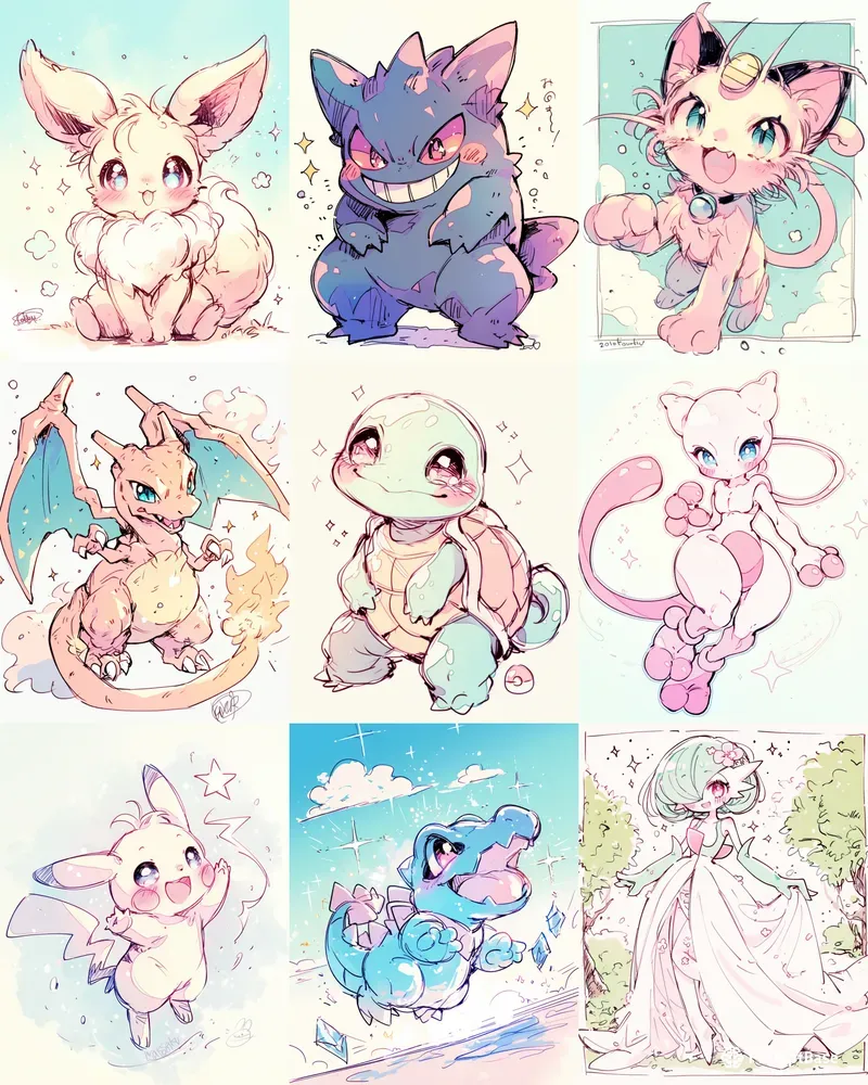 Cute Anime Style Pokemon Art