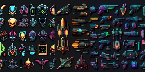 8-bit SciFi Icons generated by midjourney