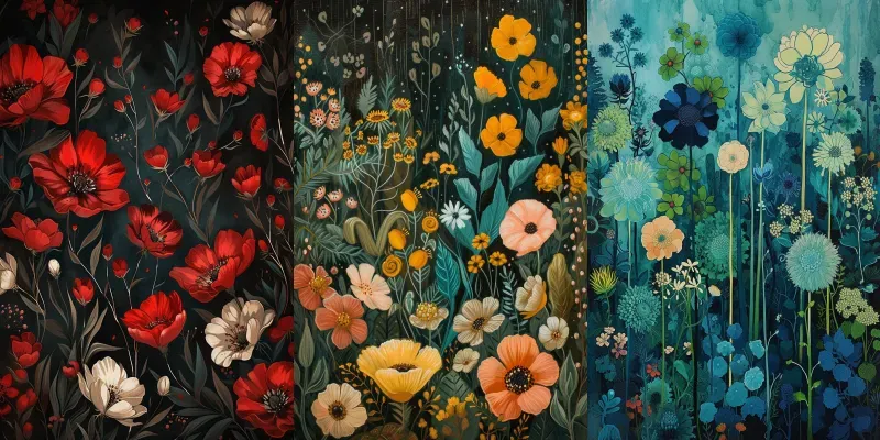 Botanical Flowers Blooms Paintings generated by undefined