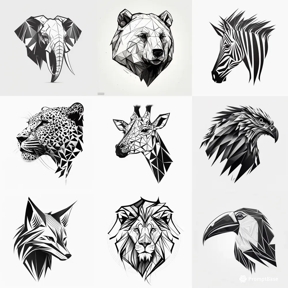 Black And White Animal Heads