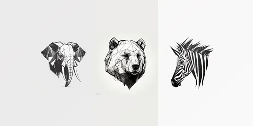 Black And White Animal Heads generated by midjourney