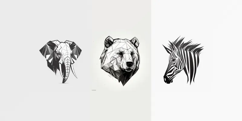 Black And White Animal Heads generated by undefined