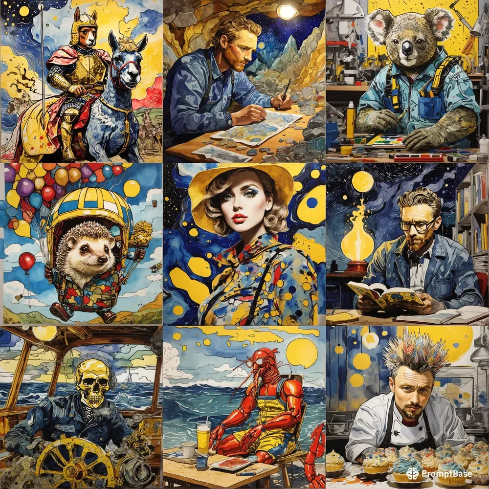 Lichtenstein Meet Vangogh Fusion Art