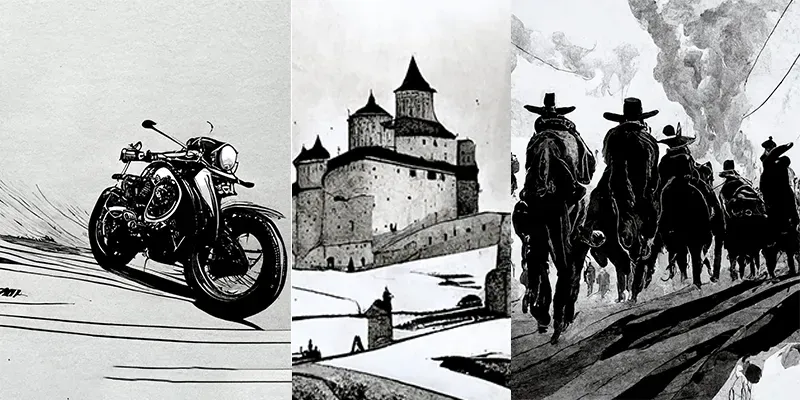 Black Ink Graphic Novel Illustrations generated by undefined