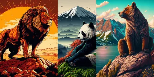 Pop Style Nature Animals Wallpapers generated by midjourney